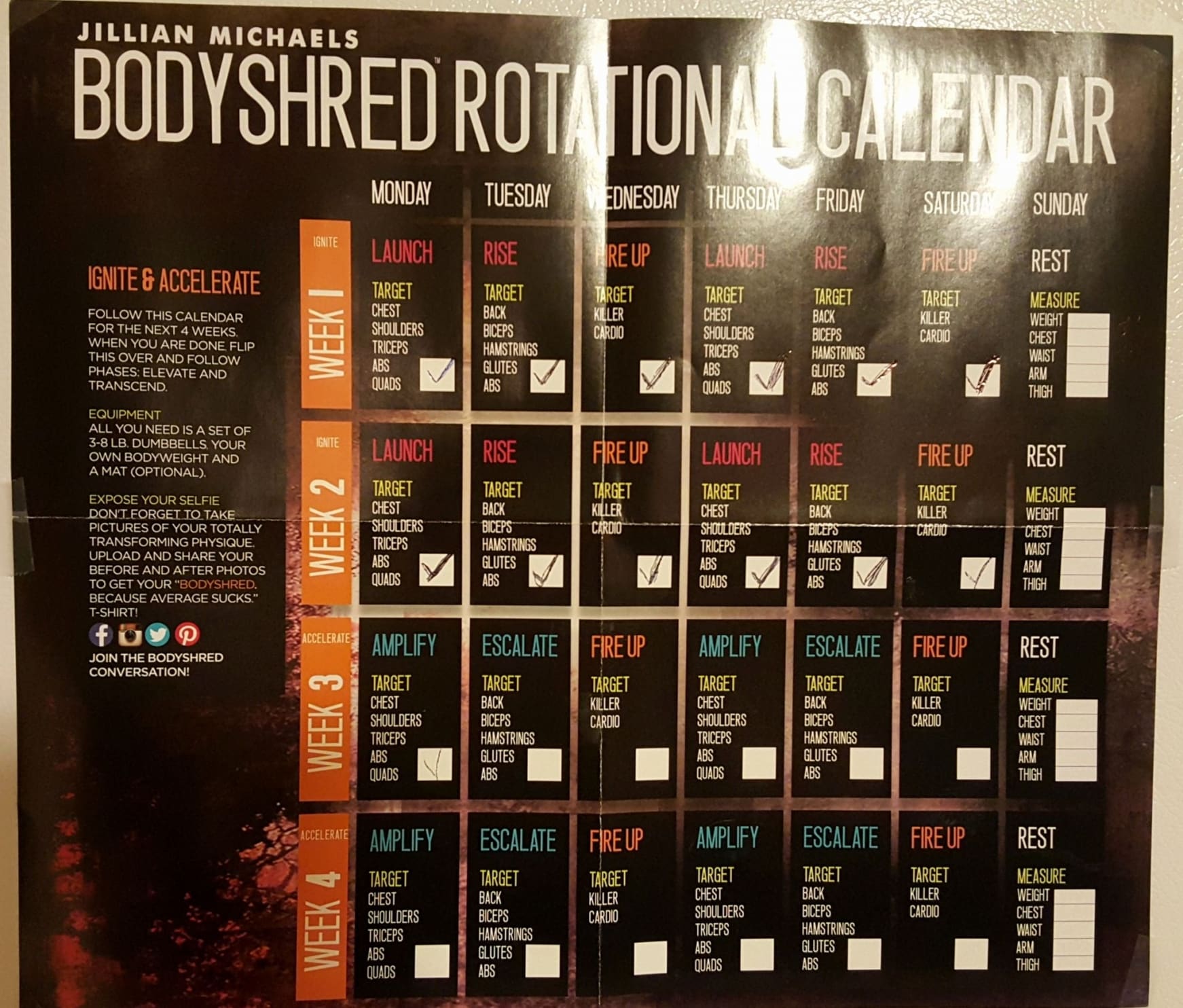 30 Day Shred Calendar Printable