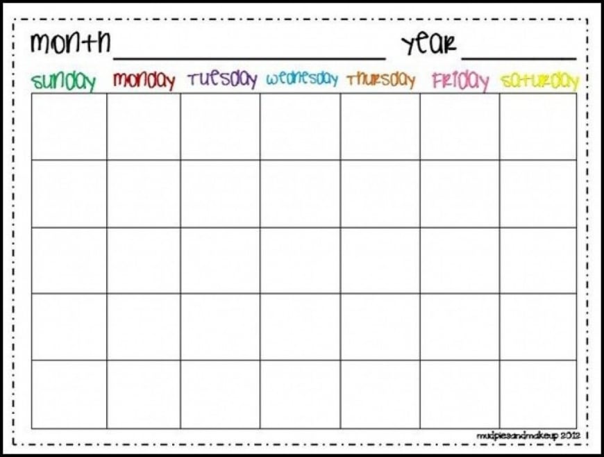 Free Printable Calendar With Lines To Write On