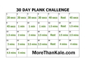 Plank Challenge Printable Calendar | 30 Day Plank Challenge