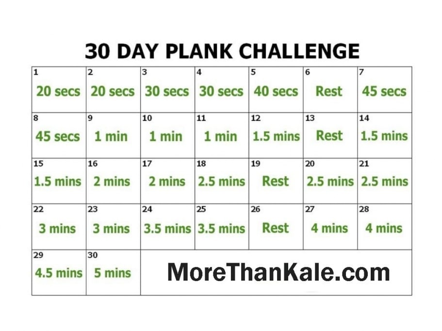 Plank Challenge Printable Calendar | 30 Day Plank Challenge