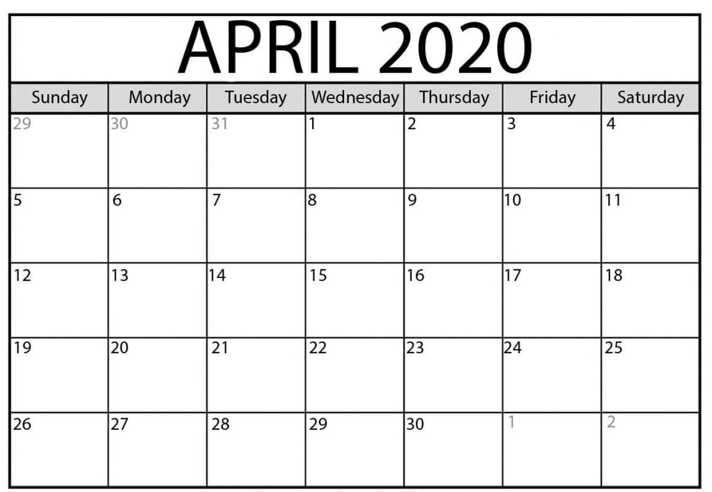 Printable April 2020 Calendar #april #april2020