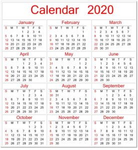 Printable Calendar 2020 Pdf Template – Free Latest Calendar