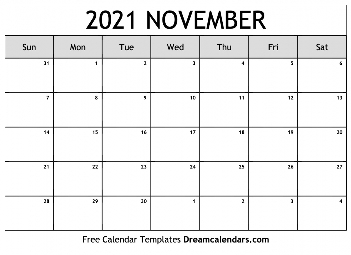 November 2021 Calendar Printable