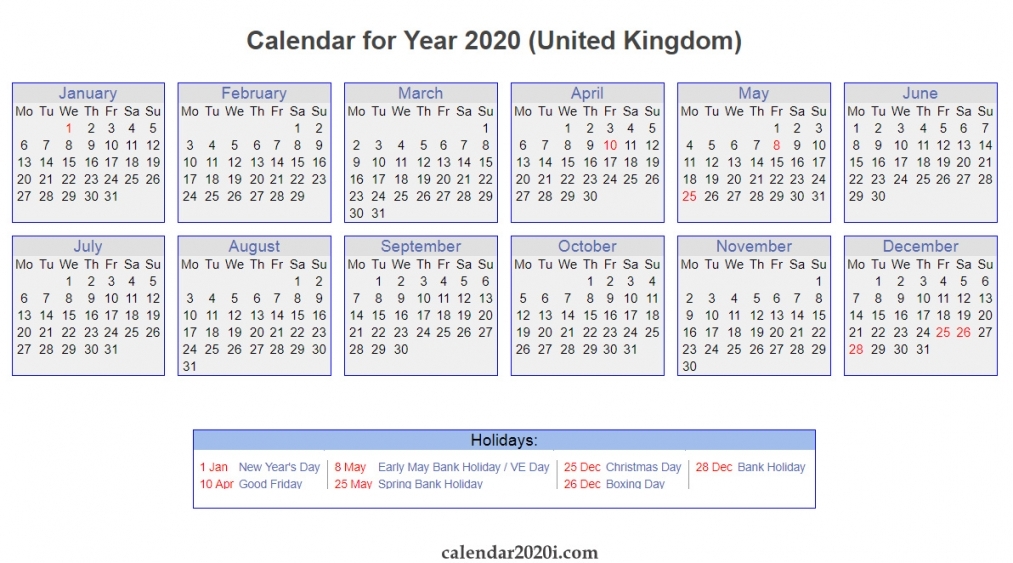 2020 Calendar Uk Printable Pdf 2020 Calendar Uk Printable Pdf