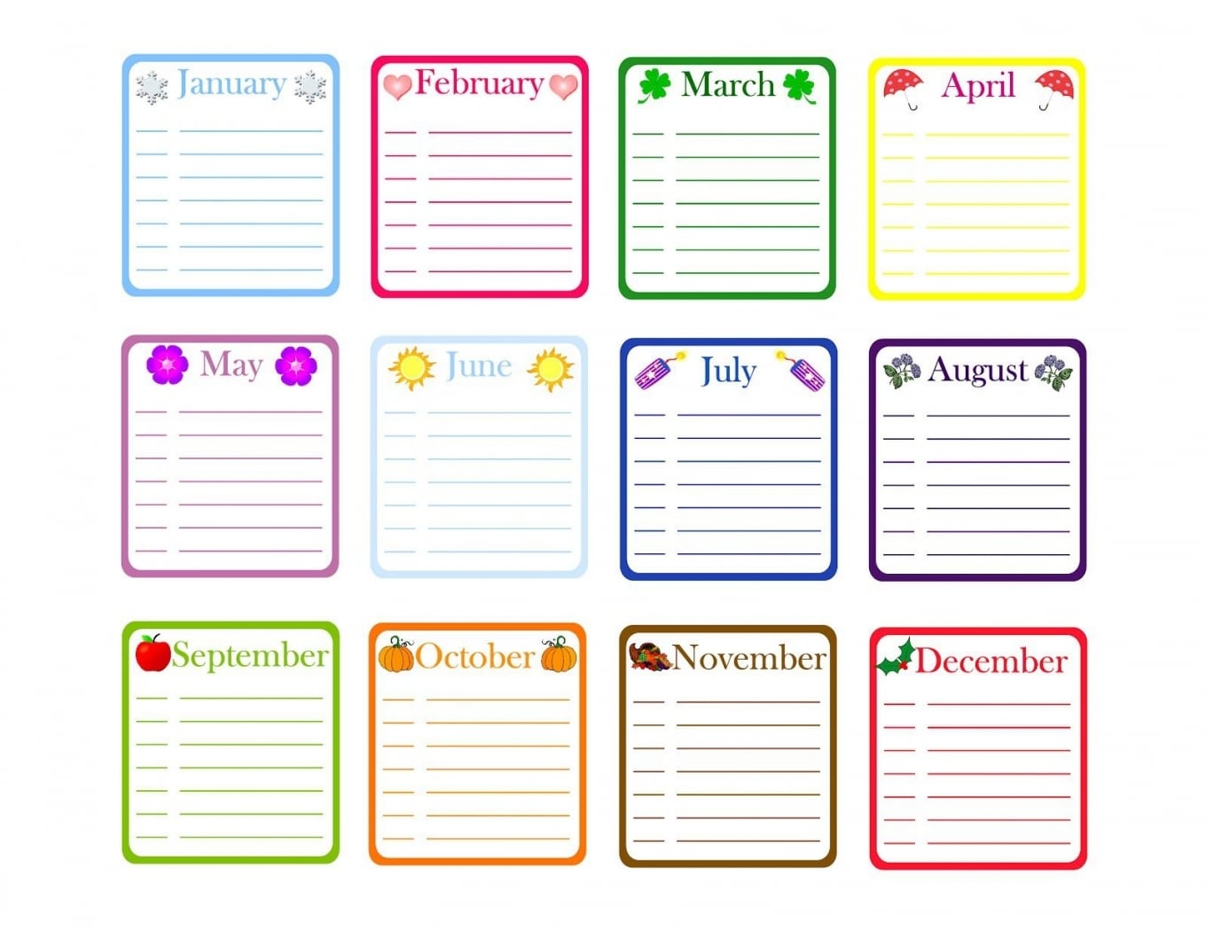 Free Printable Birthday List